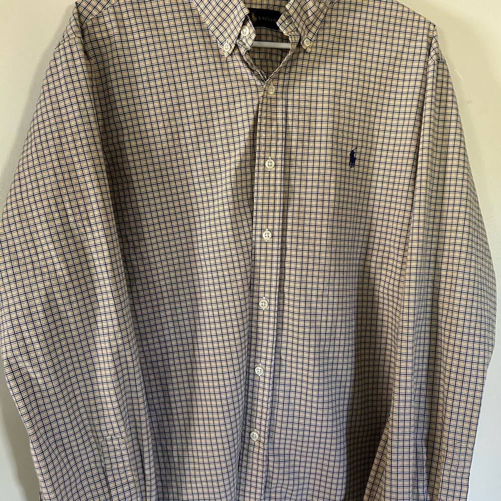 Ralph Lauren Men's Navy and White Checkered Shirt